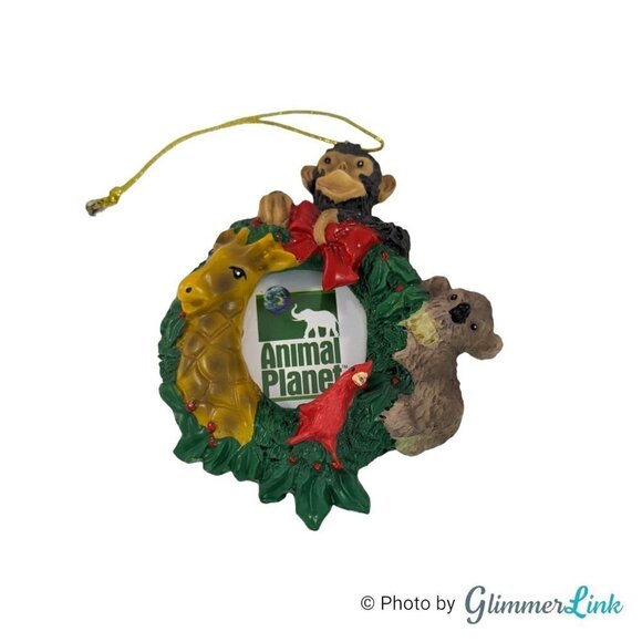 Vintage 2003 Animal Planet Wreath Christmas Holiday Photo Ornament - Picture 1 of 11